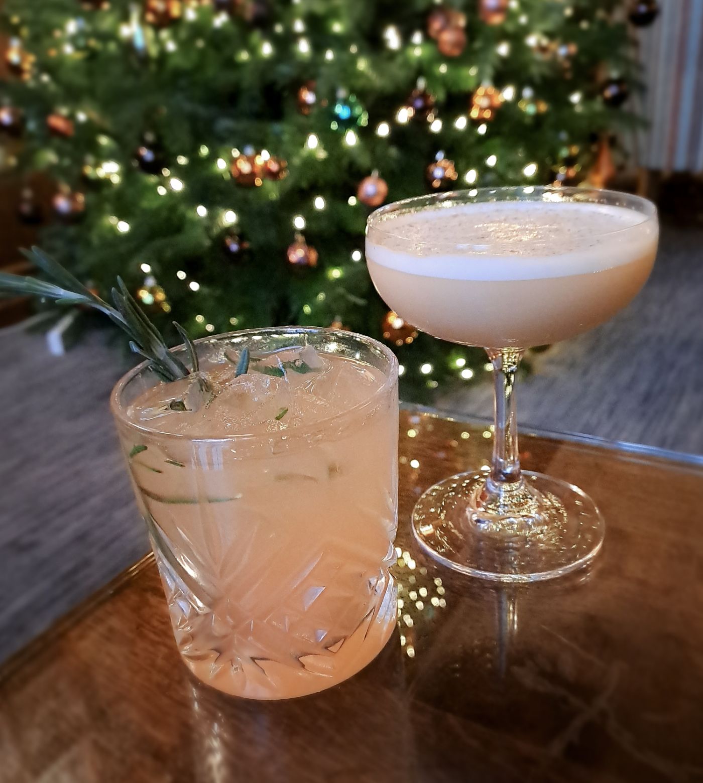 Festive cocktails on table 
